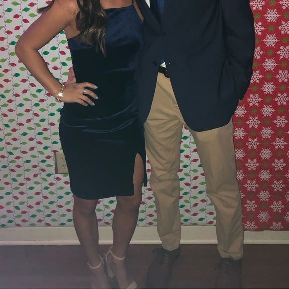 Windsor Blue Velvet high neck midi dress - Picture 5 of 5